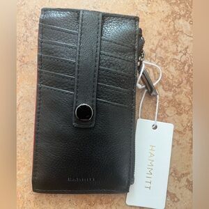 NWT, Hammitt 210 West Thin Leather Wallet in Black/Gunmetal